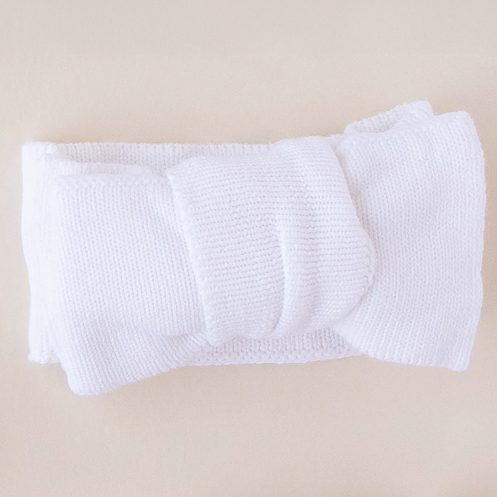 Knit Bow Headband - White