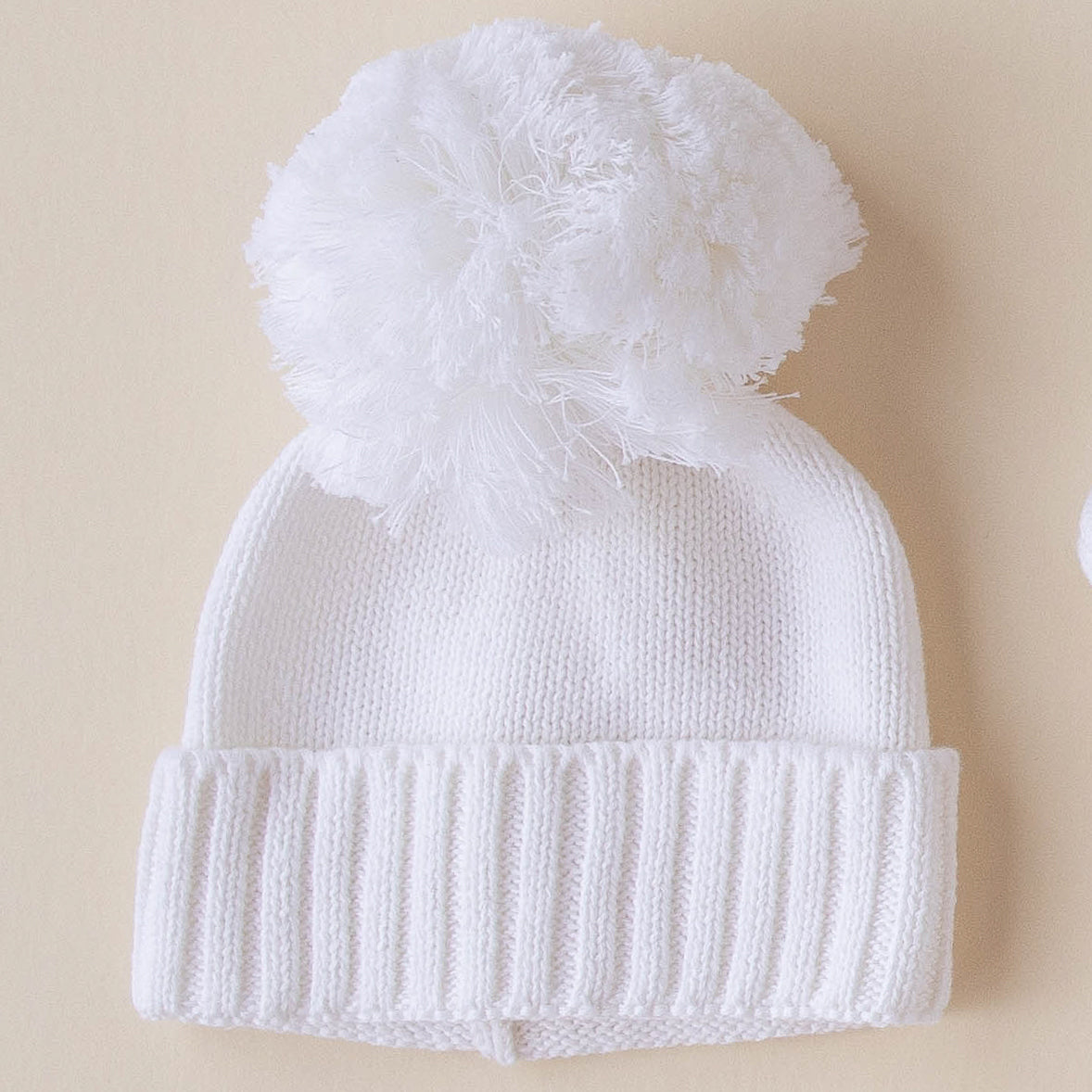 Knit Pom Beanie - White