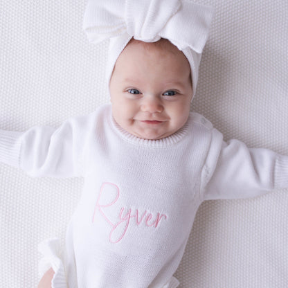 Personalized Embroidered Baby Girl Rompers - White