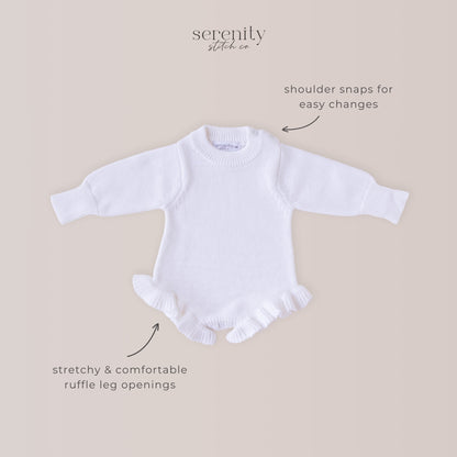 Personalized Embroidered Baby Girl Rompers - White