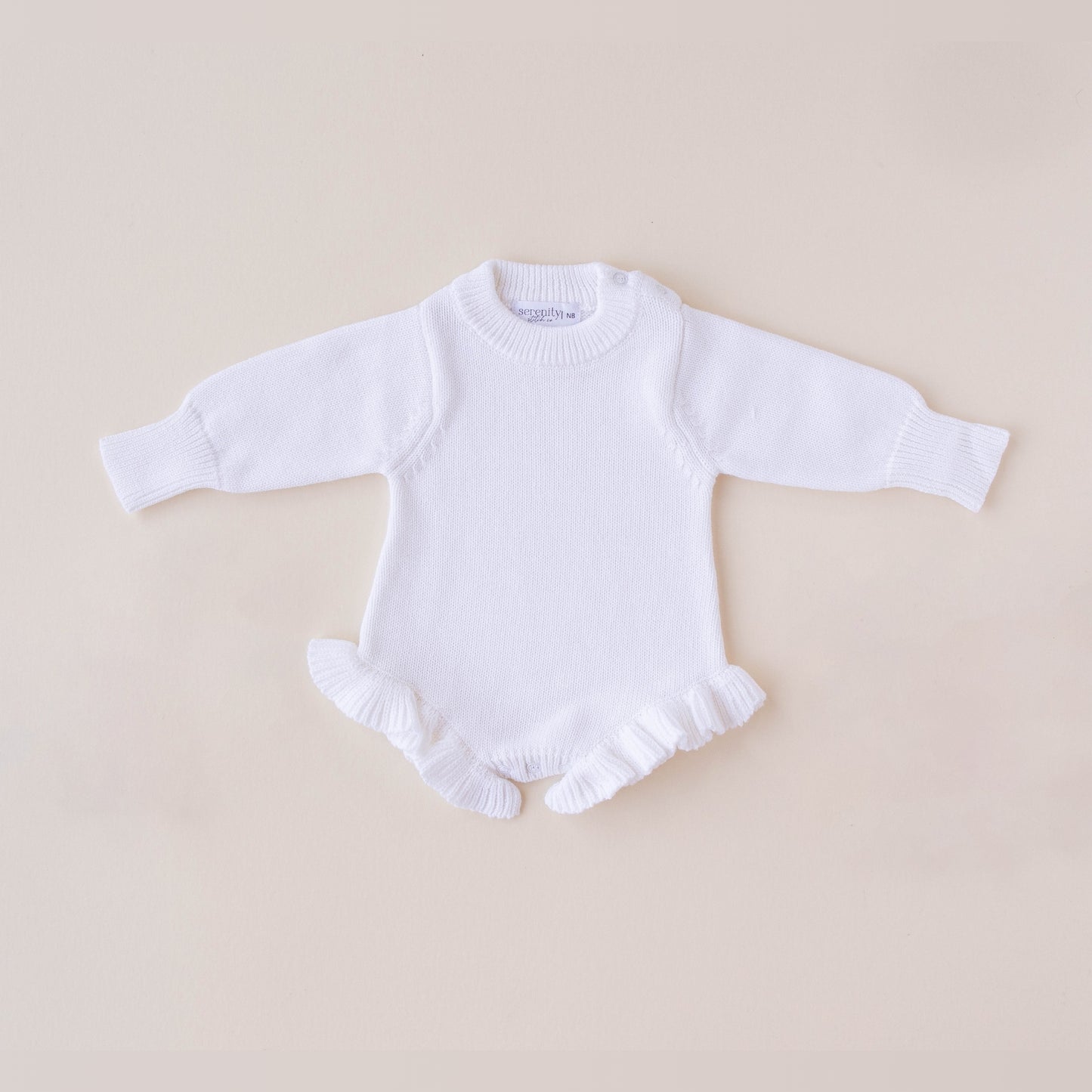 Knit Ruffle Romper White
