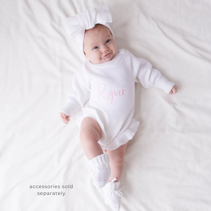 Personalized Embroidered Baby Girl Rompers - White